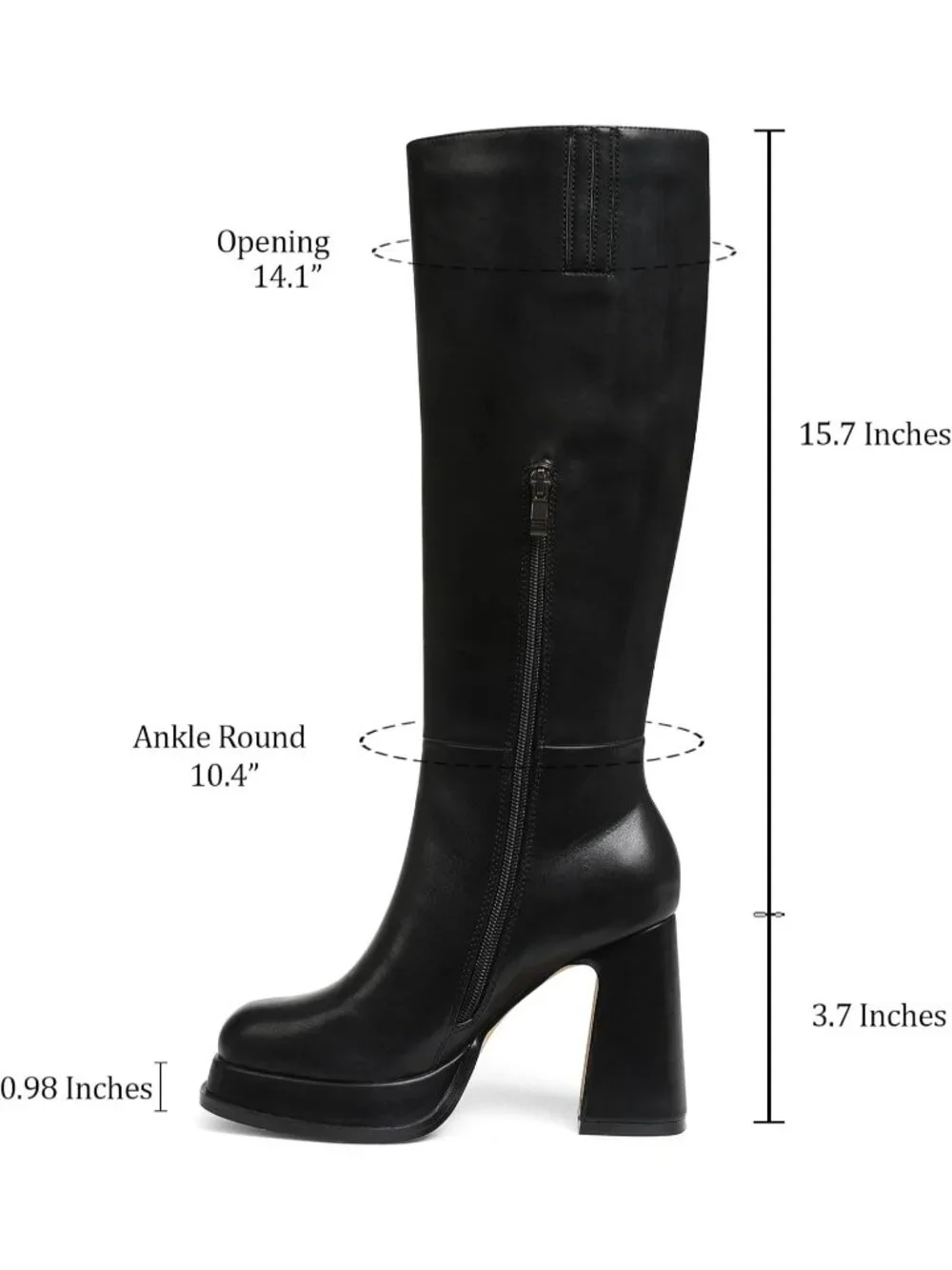 Women's Black Faux Leather Fall Chunky Heel Over The Knee Thigh High Boots